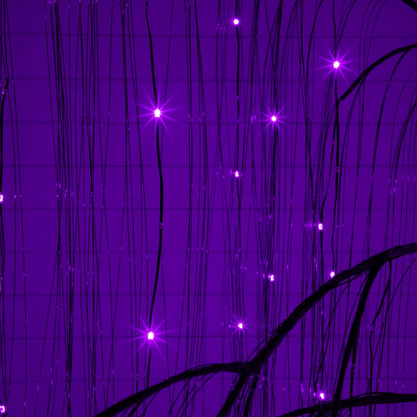 7' Pre-Lit Artificial Halloween Black Willow Tree with 600 Purple and Orange Dual Color LED Lights