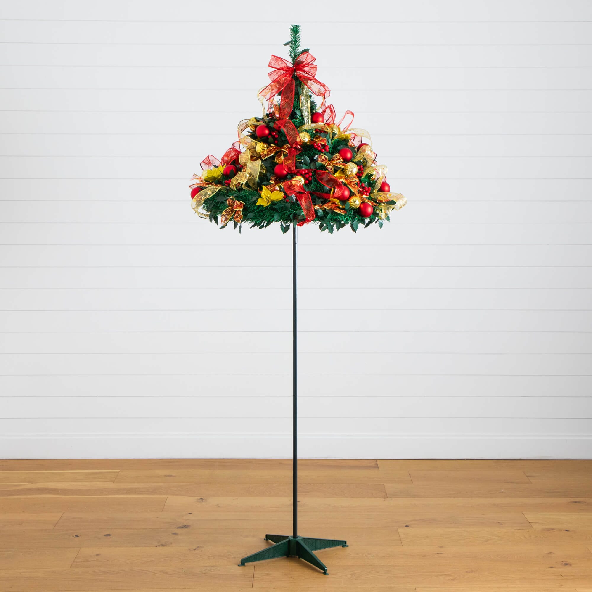 7' Pre-Lit Artificial Pop up Christmas Tree with Red & Gold