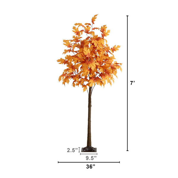 7' Pre-Lit Autumn Maple Artificial Fall Tree with 450 Warm White LED Lights