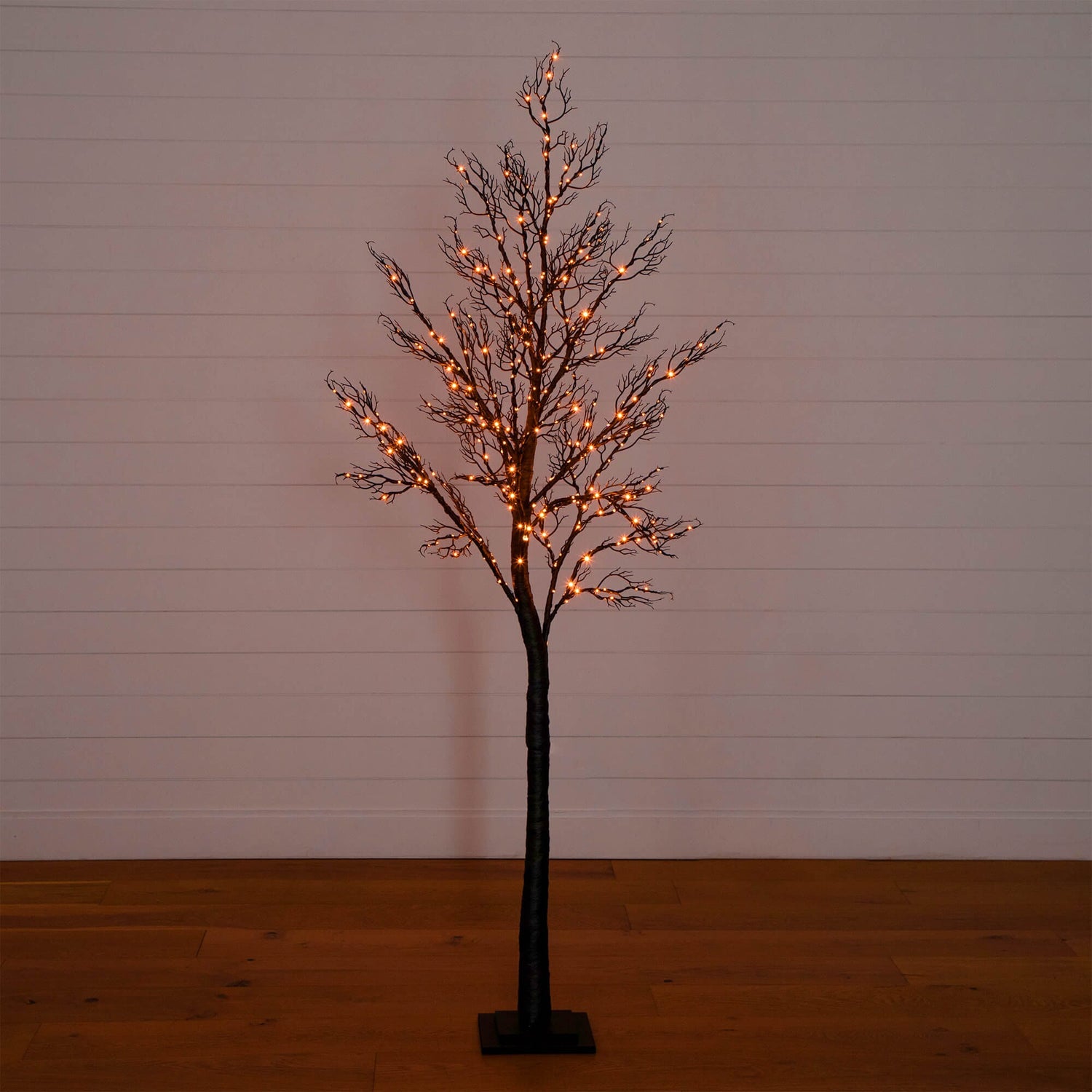 7' Pre-Lit Halloween Minimalist Twig Artificial Fall Tree with 400 Orange & Purple LED Lights