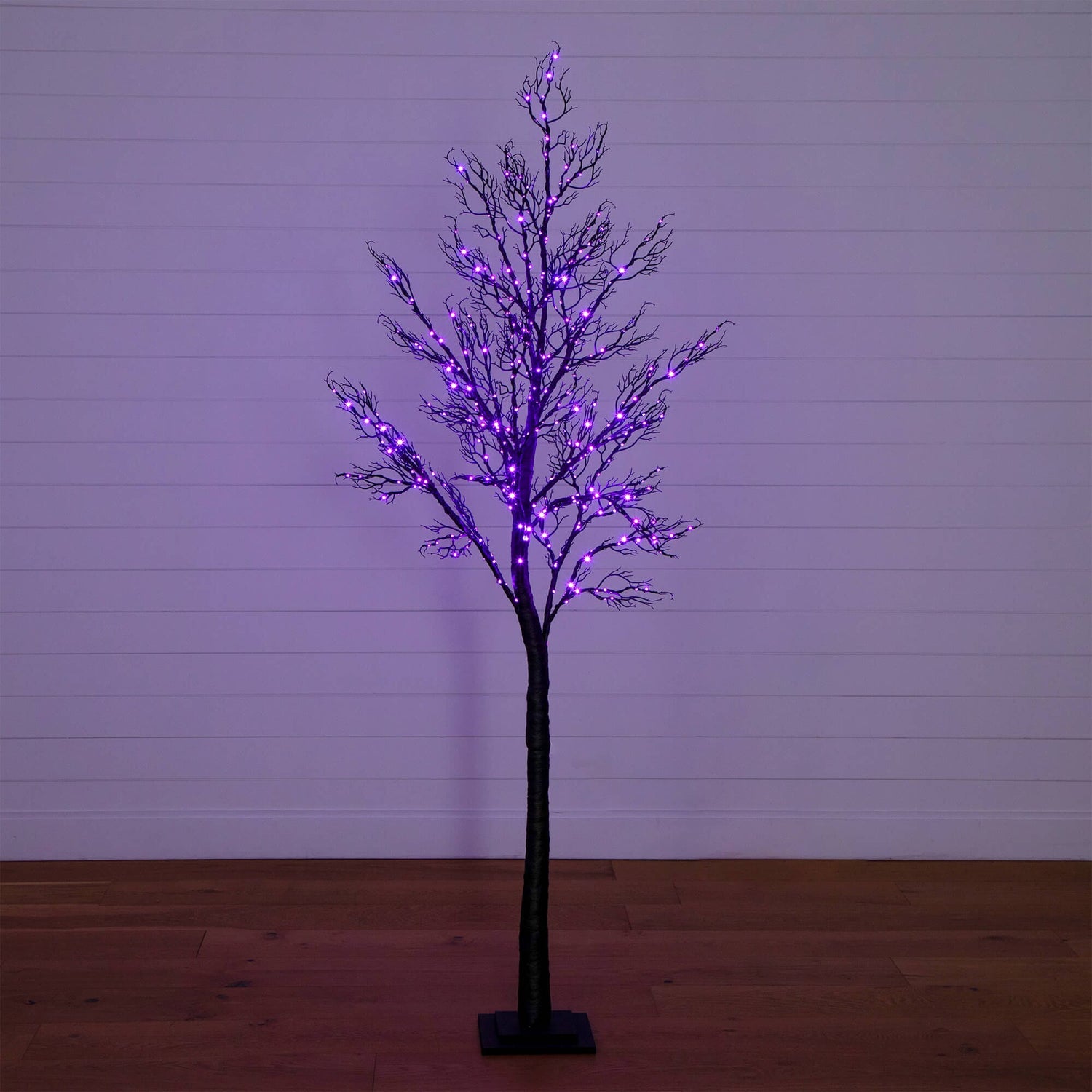 7' Pre-Lit Halloween Minimalist Twig Artificial Fall Tree with 400 Orange & Purple LED Lights