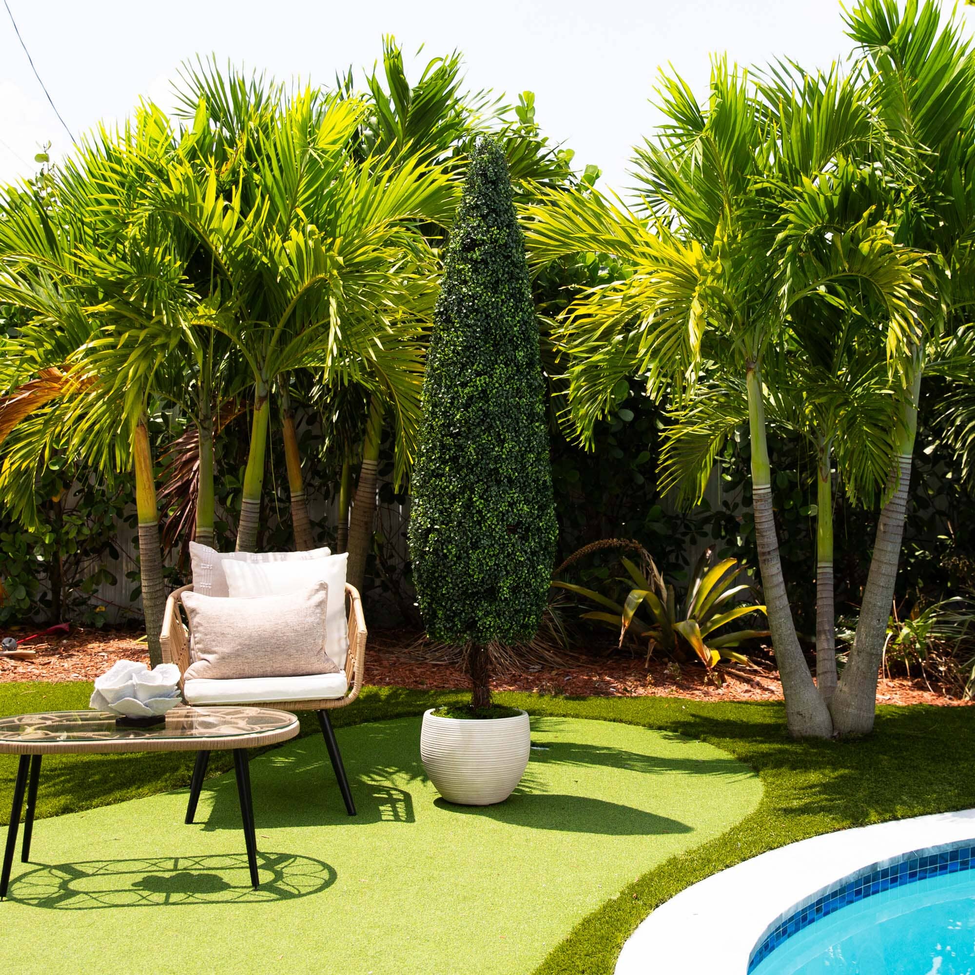 7’ UV Resistant Artificial Boxwood Topiary Cone Tree (Indoor/Outdoor ...