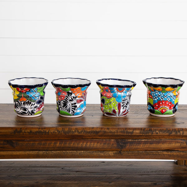 amazon flower pots ceramic 7" x 8" Handmade Mexican Talavera Ceramic Planter