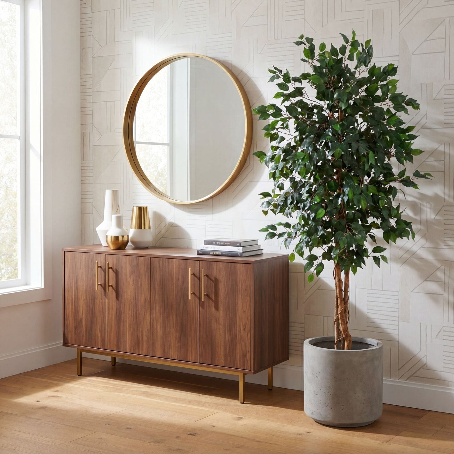 74” Triple Trunk Ficus Artificial Tree with Natural Trunks
