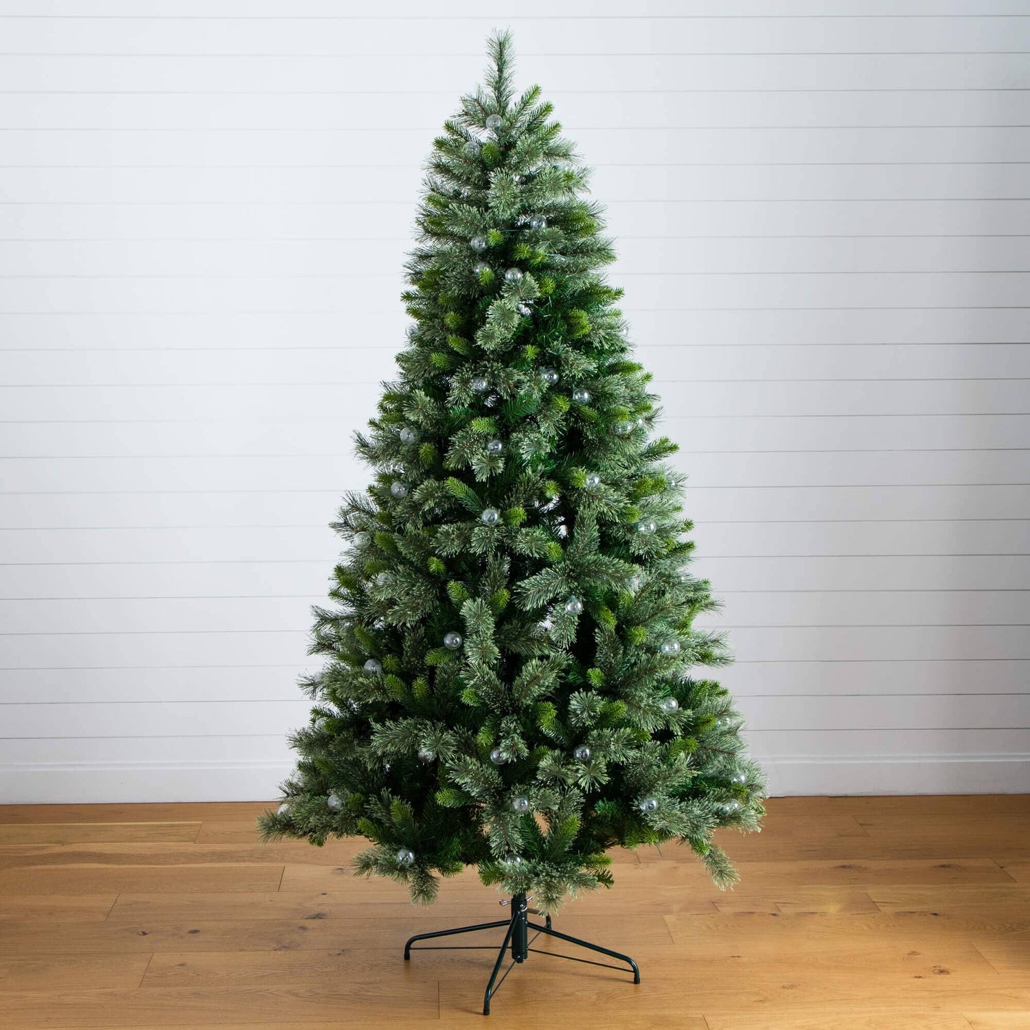7.5' Artificial Christmas Tree with 450 Warm White Clear Globe Bulbs and LED Lights