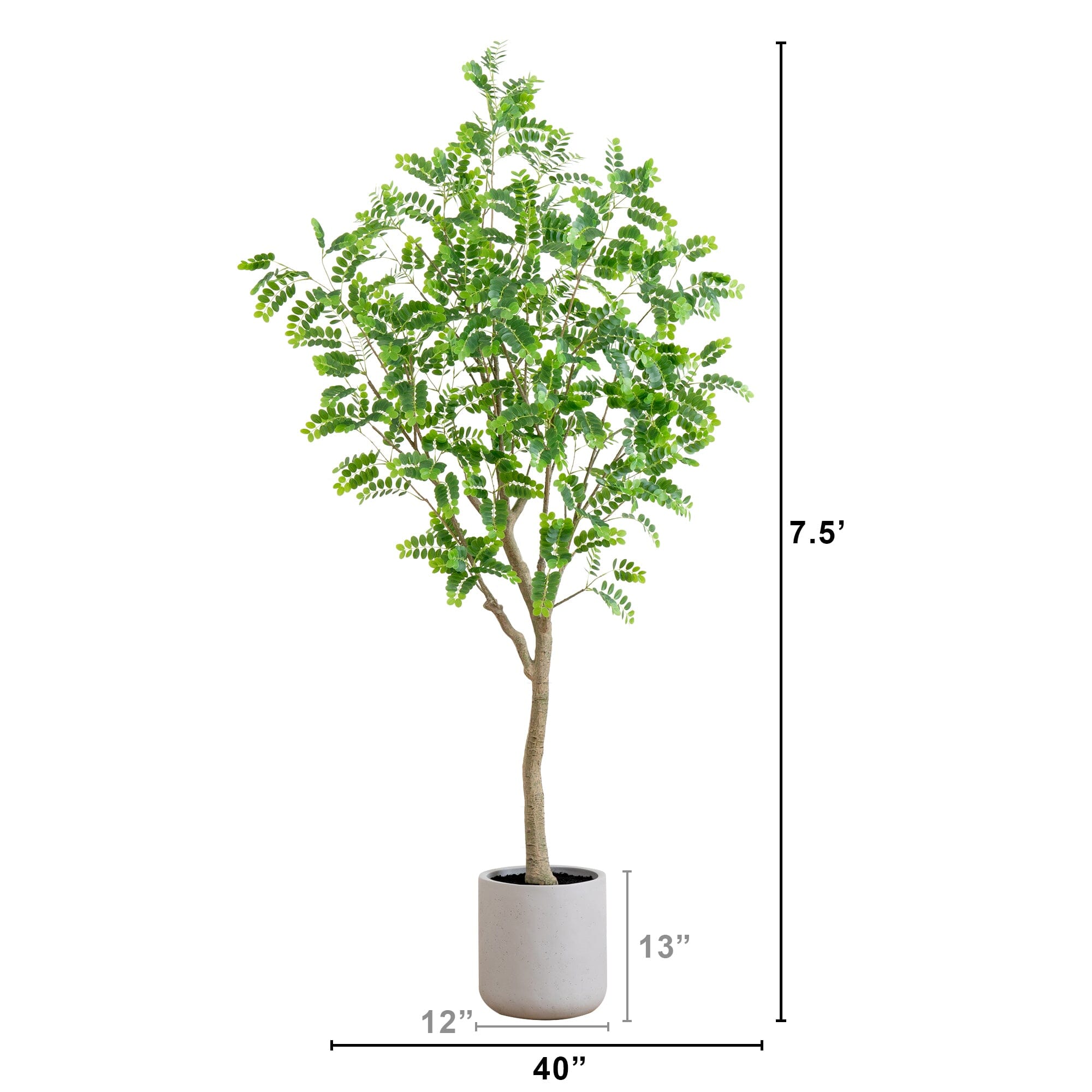 7.5' Artificial Greco Locust Citrus Tree in Decorative Planter