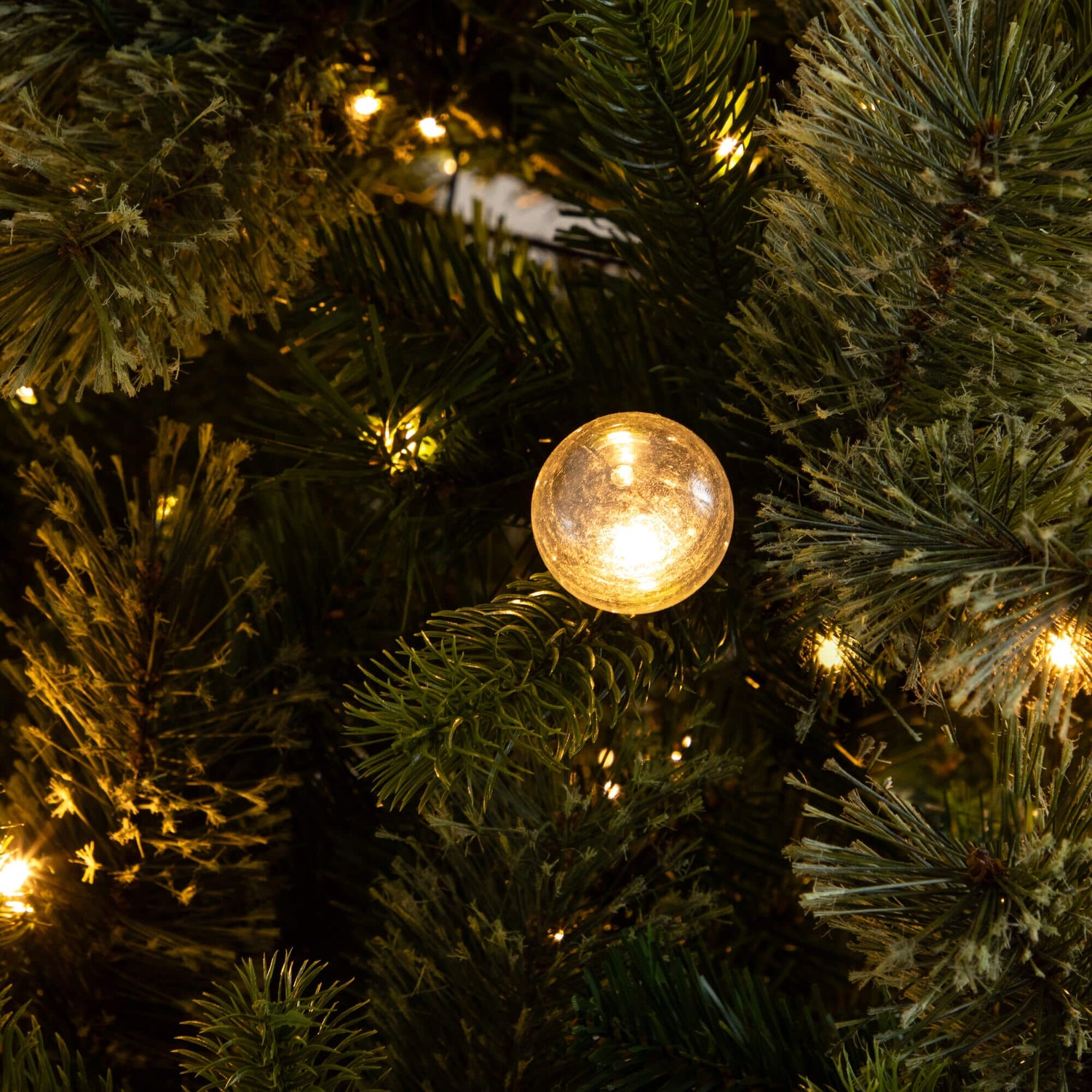 7.5' Artificial Christmas Tree with 450 Warm White Clear Globe Bulbs and LED Lights