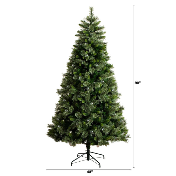 7.5' Artificial Christmas Tree with 450 Warm White Clear Globe Bulbs and LED Lights
