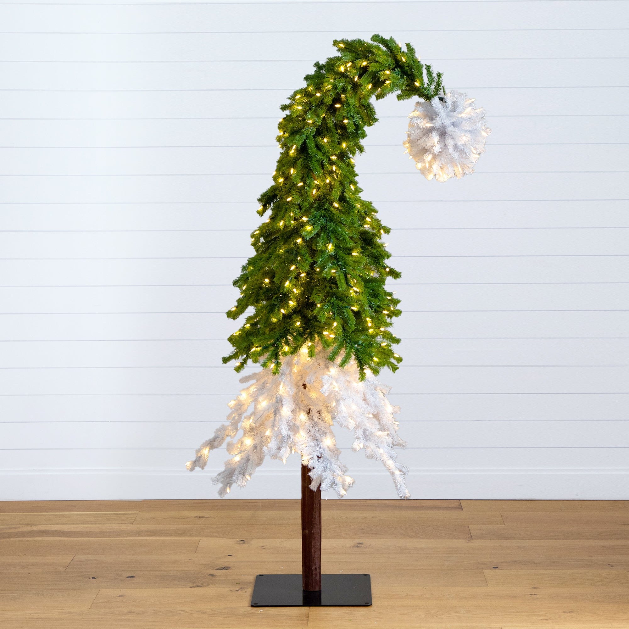 7ft. Holiday Green & White Santa's Hat Christmas Tree with 500 LED