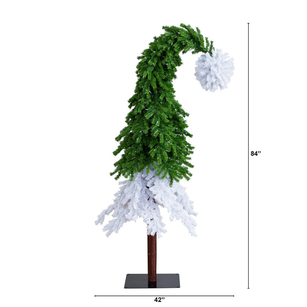 7ft. Holiday Green & White Santa’s Hat Christmas Tree with 500 LED lights and 1275 Bendable Branches