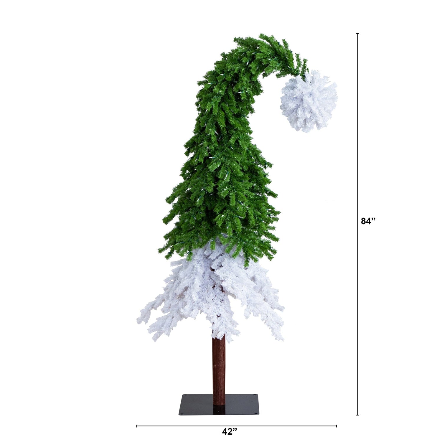 7ft. Holiday Green & White Santa’s Hat Christmas Tree with 500 LED lights and 1275 Bendable Branches