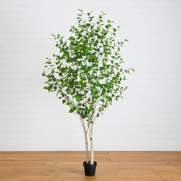 8' Artificial Birch Tree with Real Touch Leaves