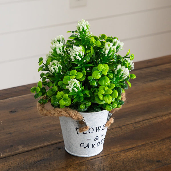 8” Artificial Blooming Plant in Rustic Flowers & Garden Planter -Set of 3