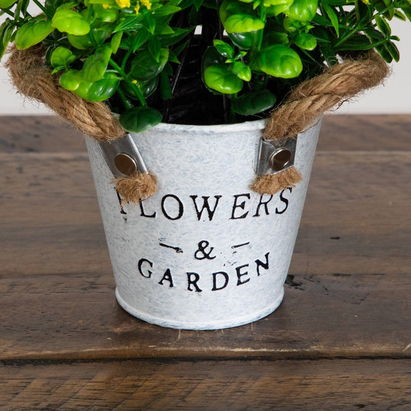 8” Artificial Blooming Plant in Rustic Flowers & Garden Planter -Set of 3