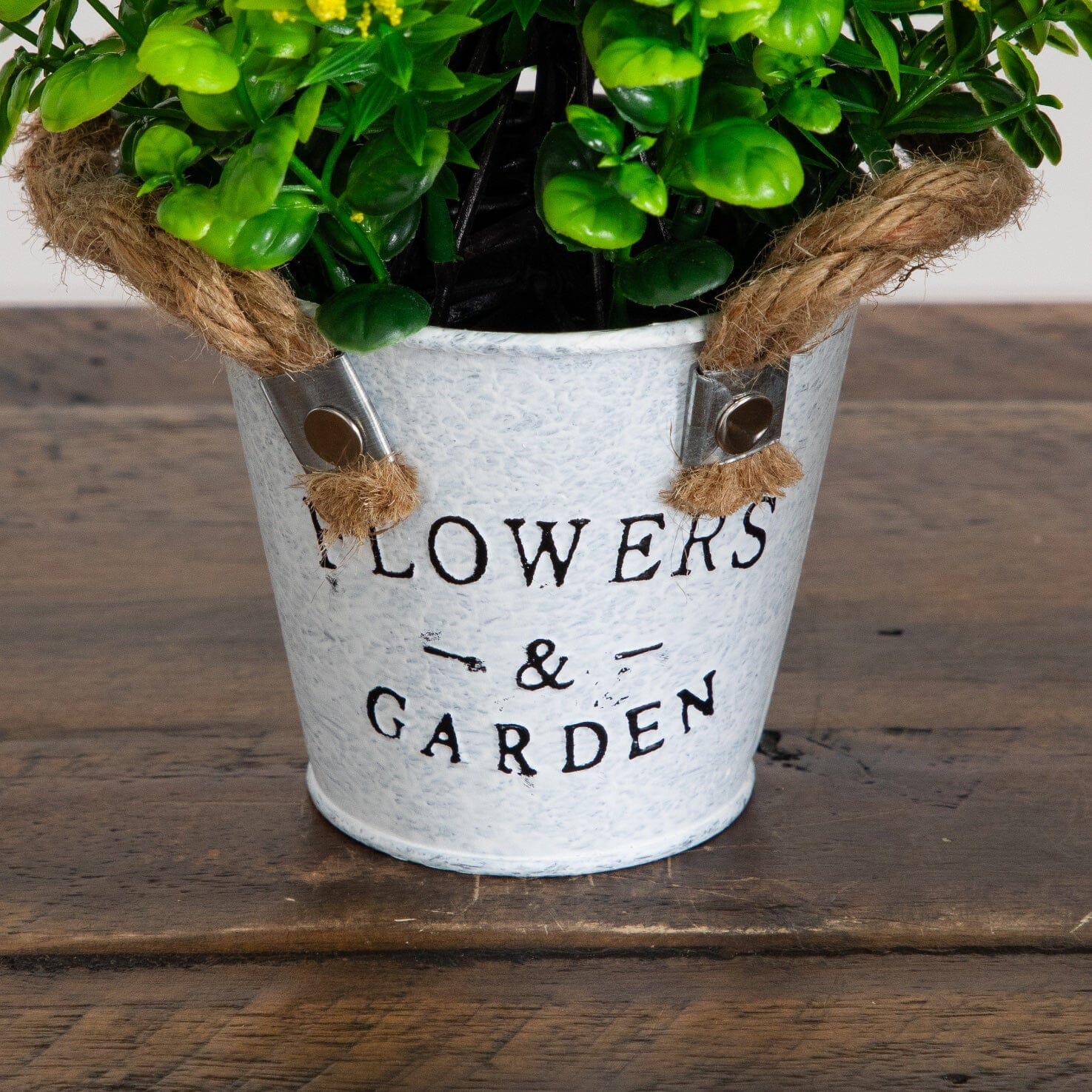 8” Artificial Blooming Plant in Rustic Flowers & Garden Planter -Set of 3