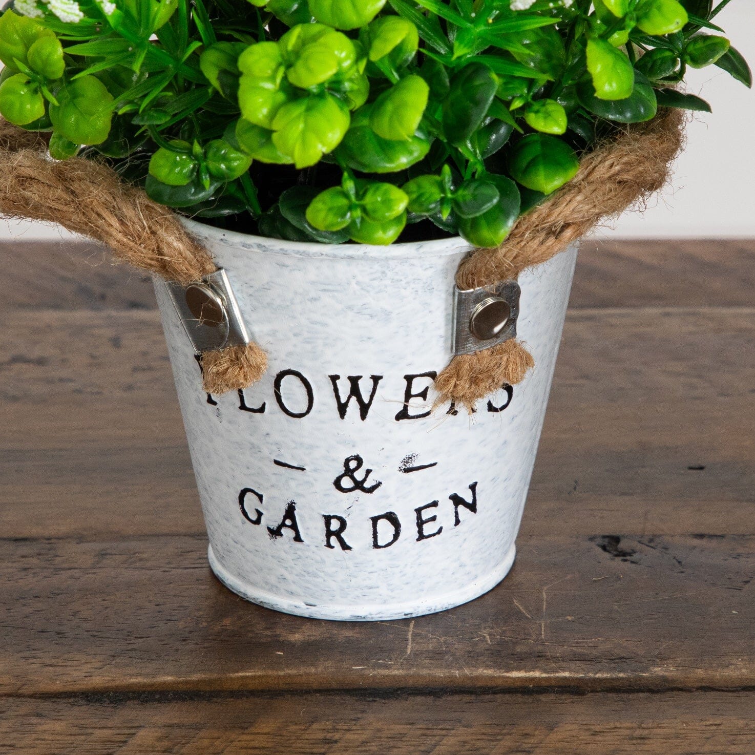8” Artificial Blooming Plant in Rustic Flowers & Garden Planter -Set of 3