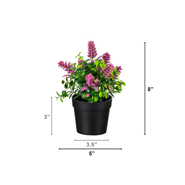 8" Artificial Flowering Arrangement in Black Pot - Set of 3