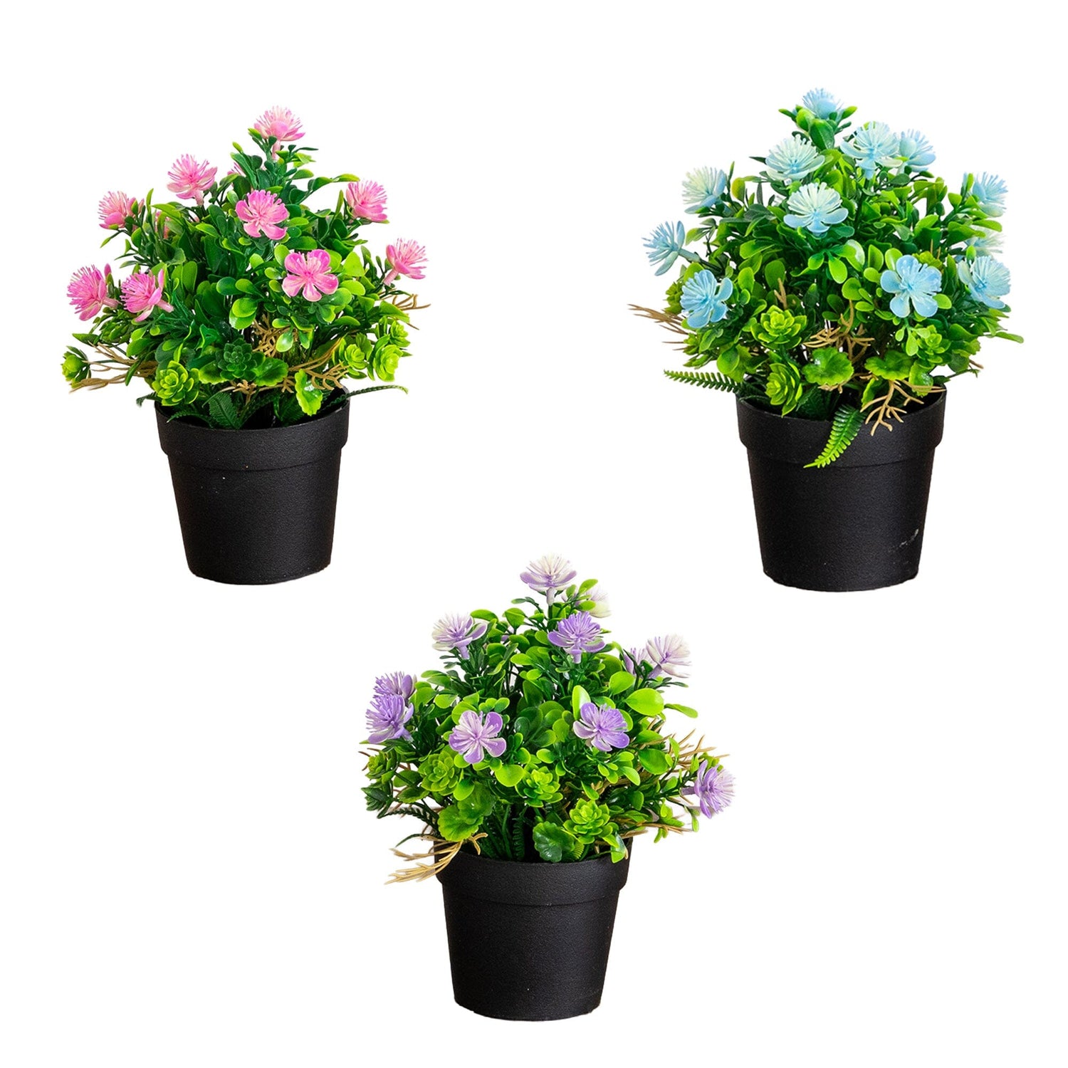 8" Artificial Flowering Arrangement -Set of 3