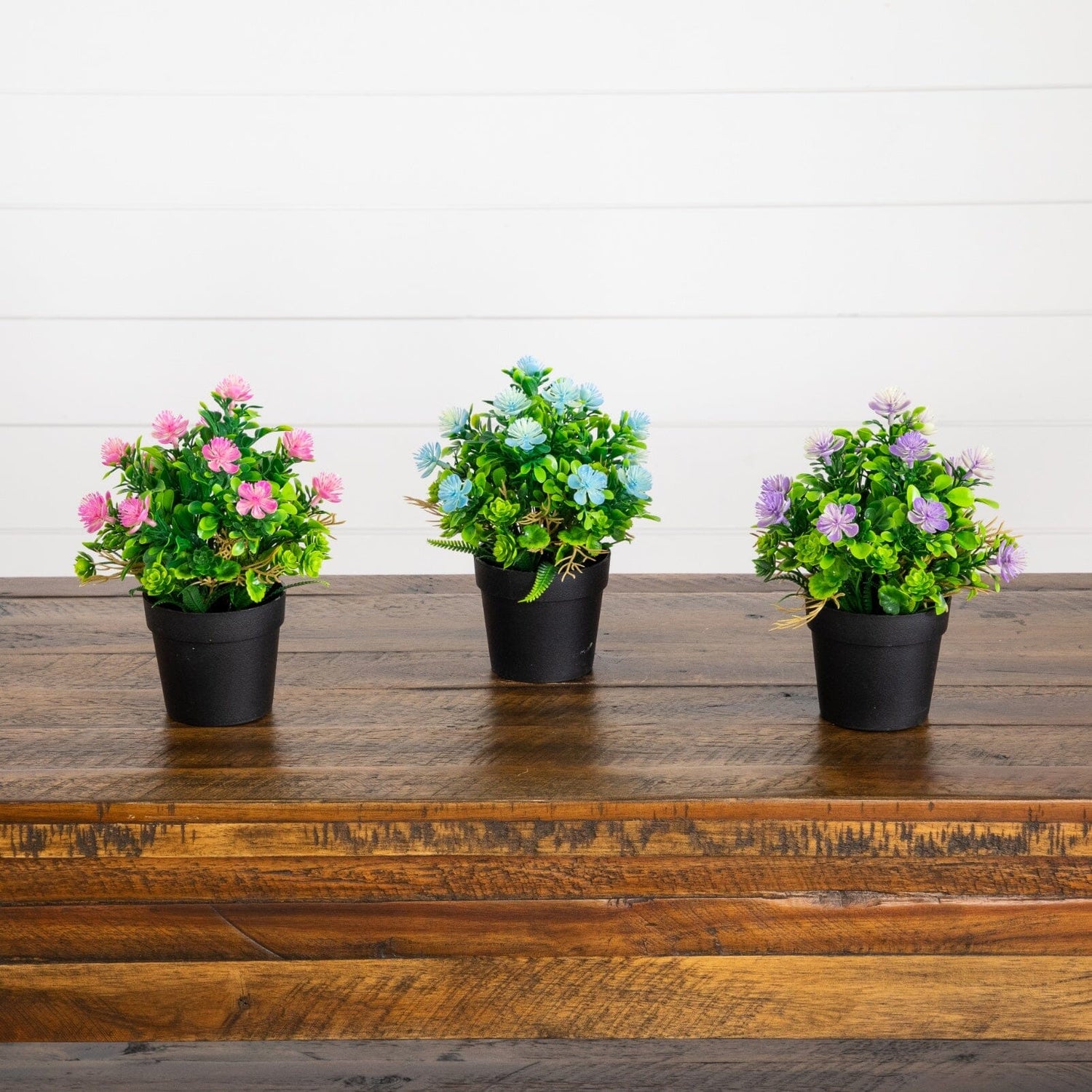 8" Artificial Flowering Arrangement -Set of 3