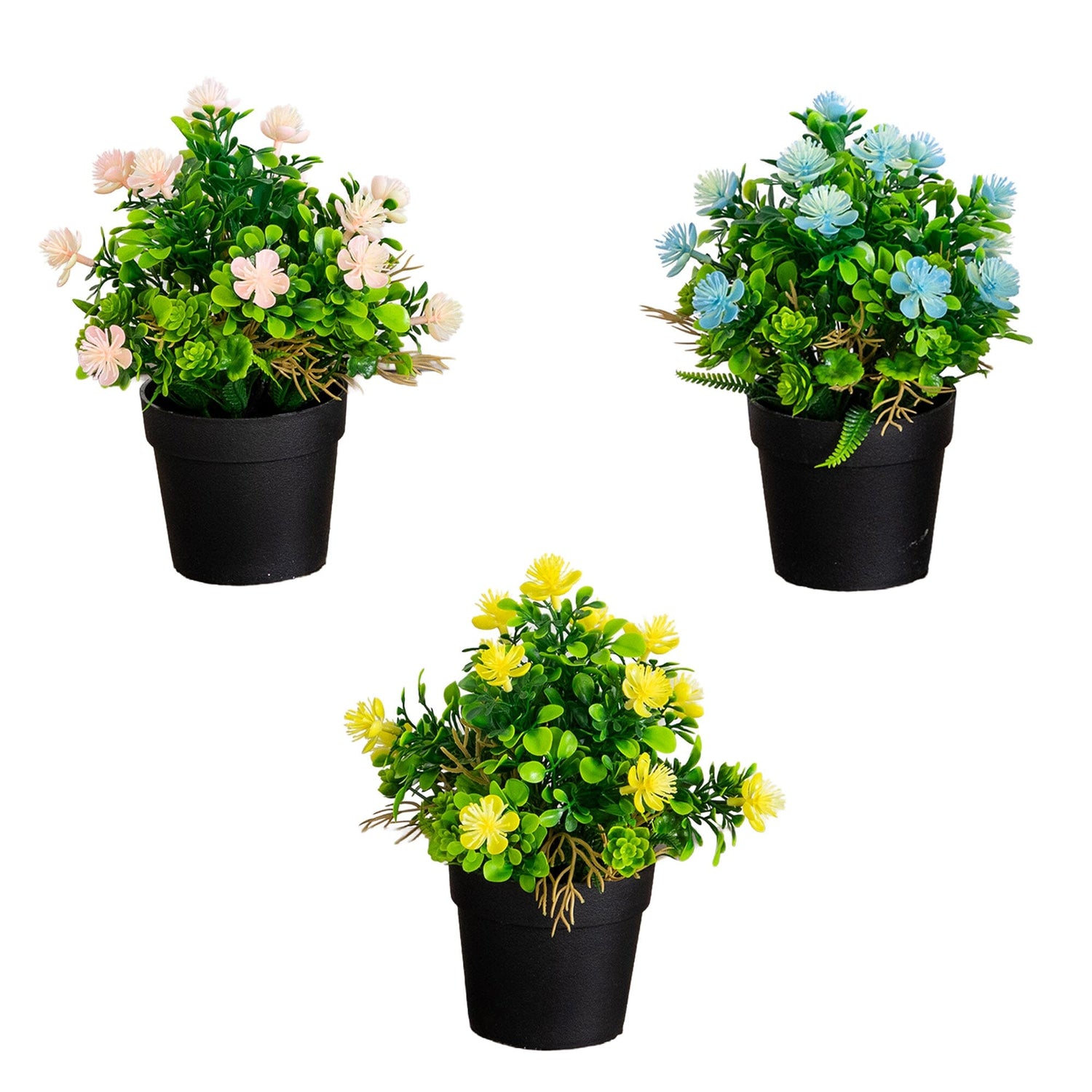 8" Artificial Flowering Arrangement -Set of 3