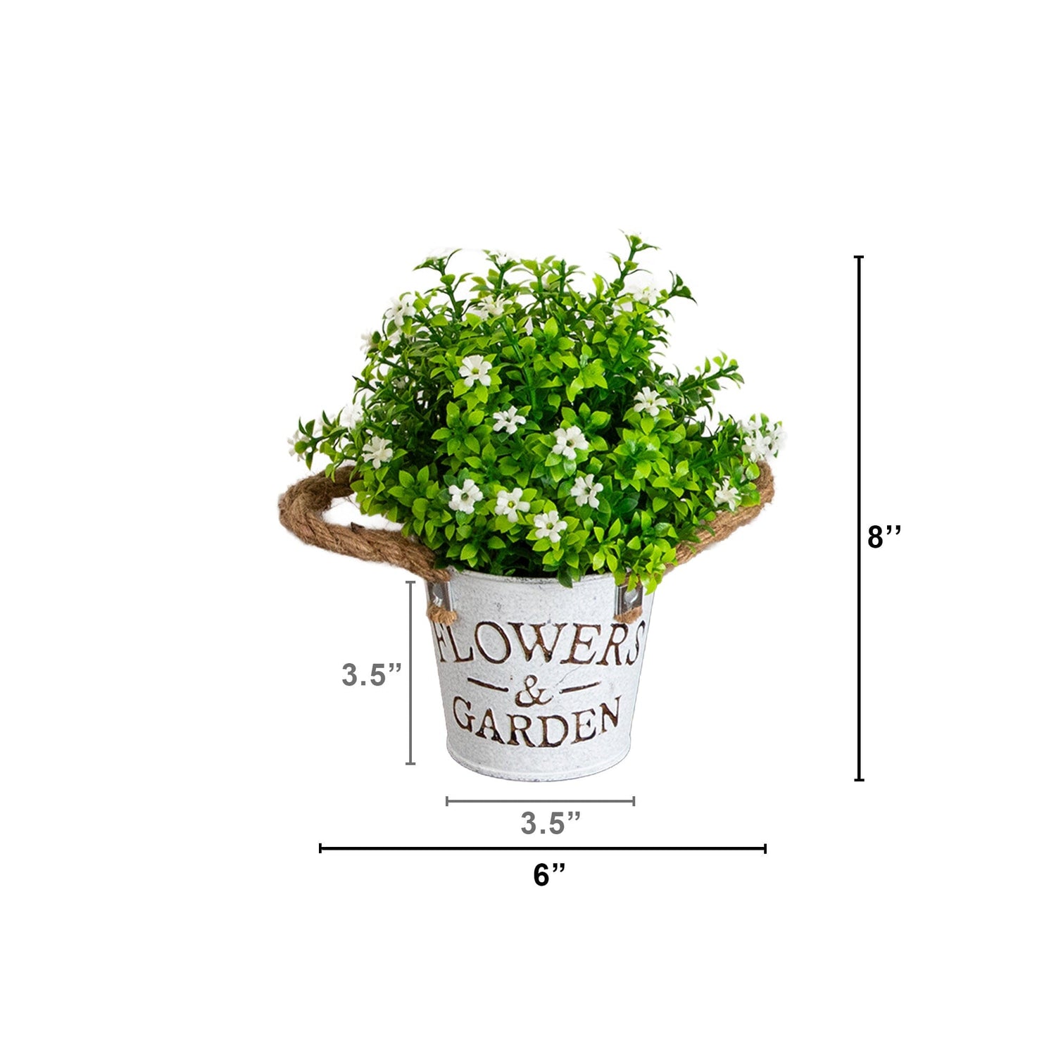 8” Artificial Flowering Mini Daisy Plant in Rustic Flowers & Garden Planter -Set of 3