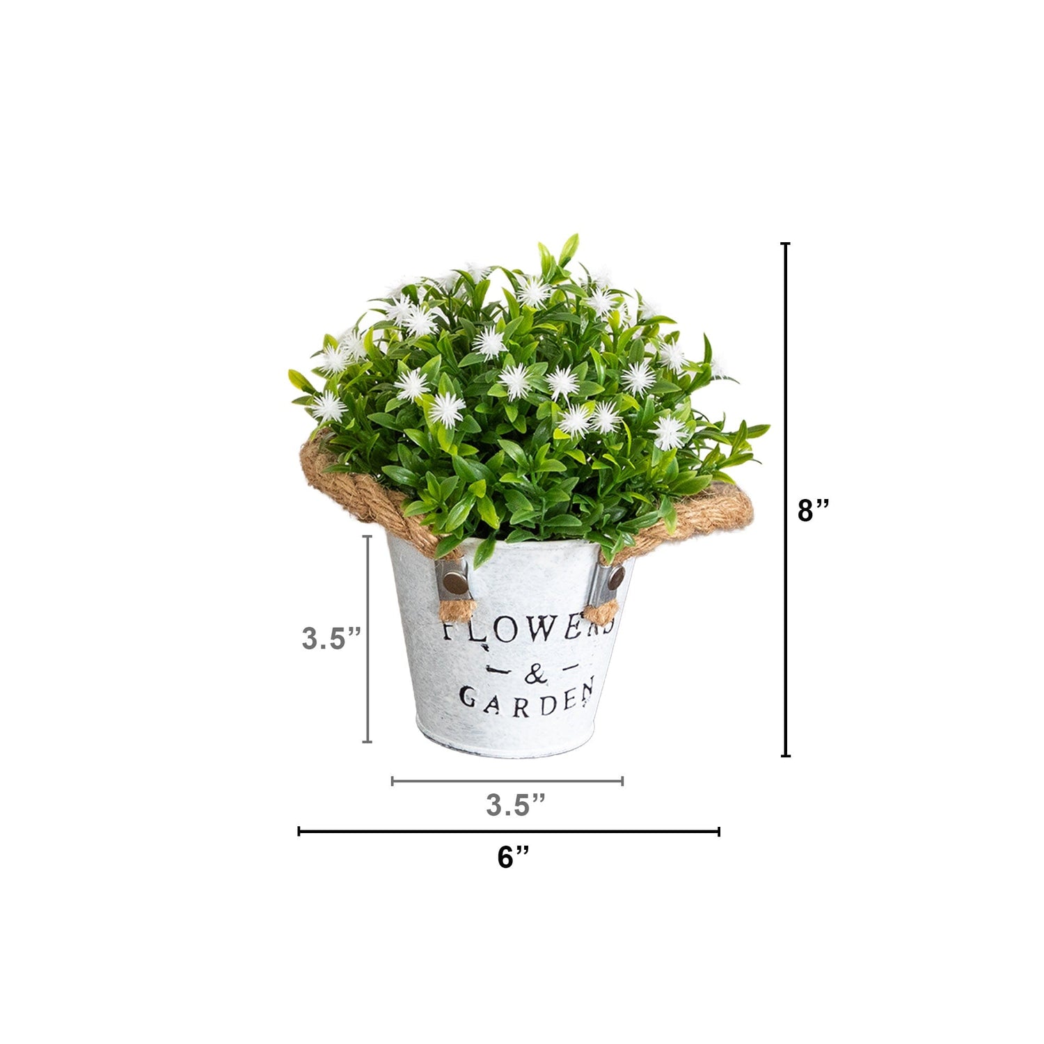 8” Artificial Flowering Plant in Rustic Flowers & Garden Planter -Set of 3