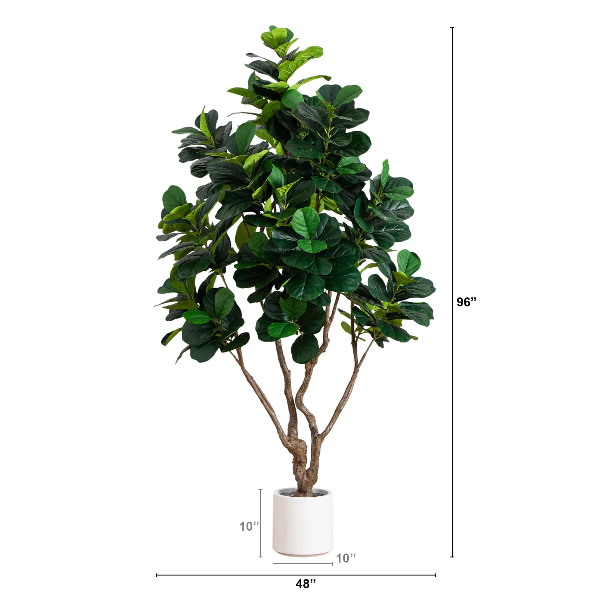 8' Artificial Grand Fiddle Leaf Tree in White Decorative Planter