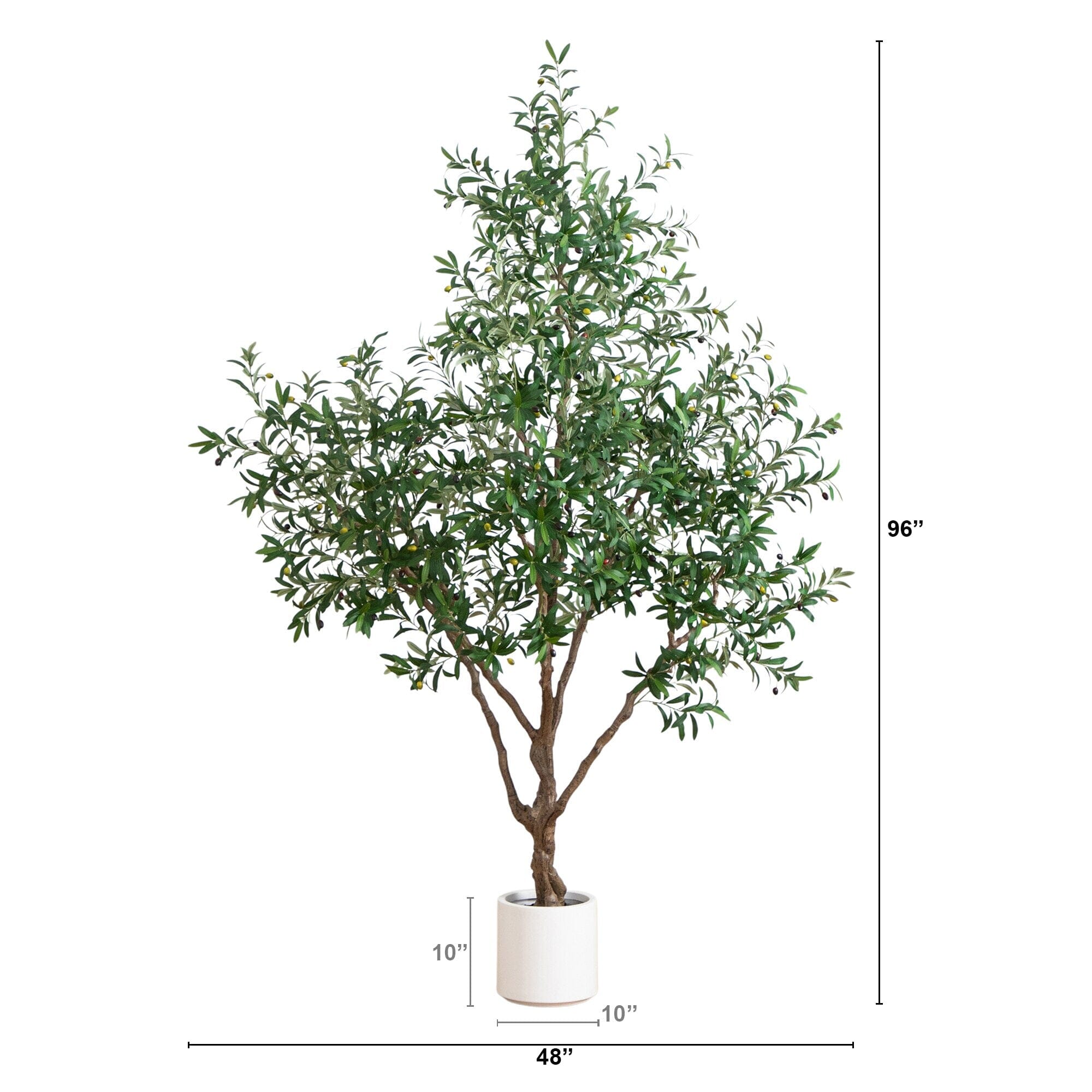 8' Artificial Grand Olive Tree in White Decorative Planter