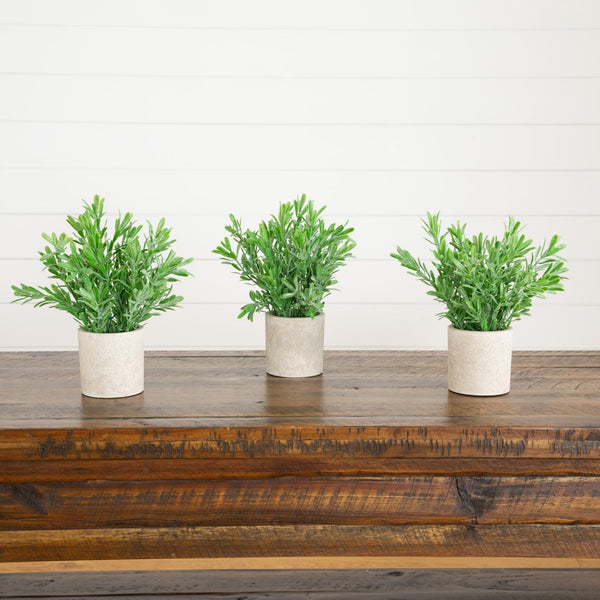 8" Artificial Grass Plant in Decorative Planter - Set of 3