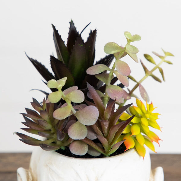 8” Artificial Halloween Succulent Garden in Zombie Halloween Planter