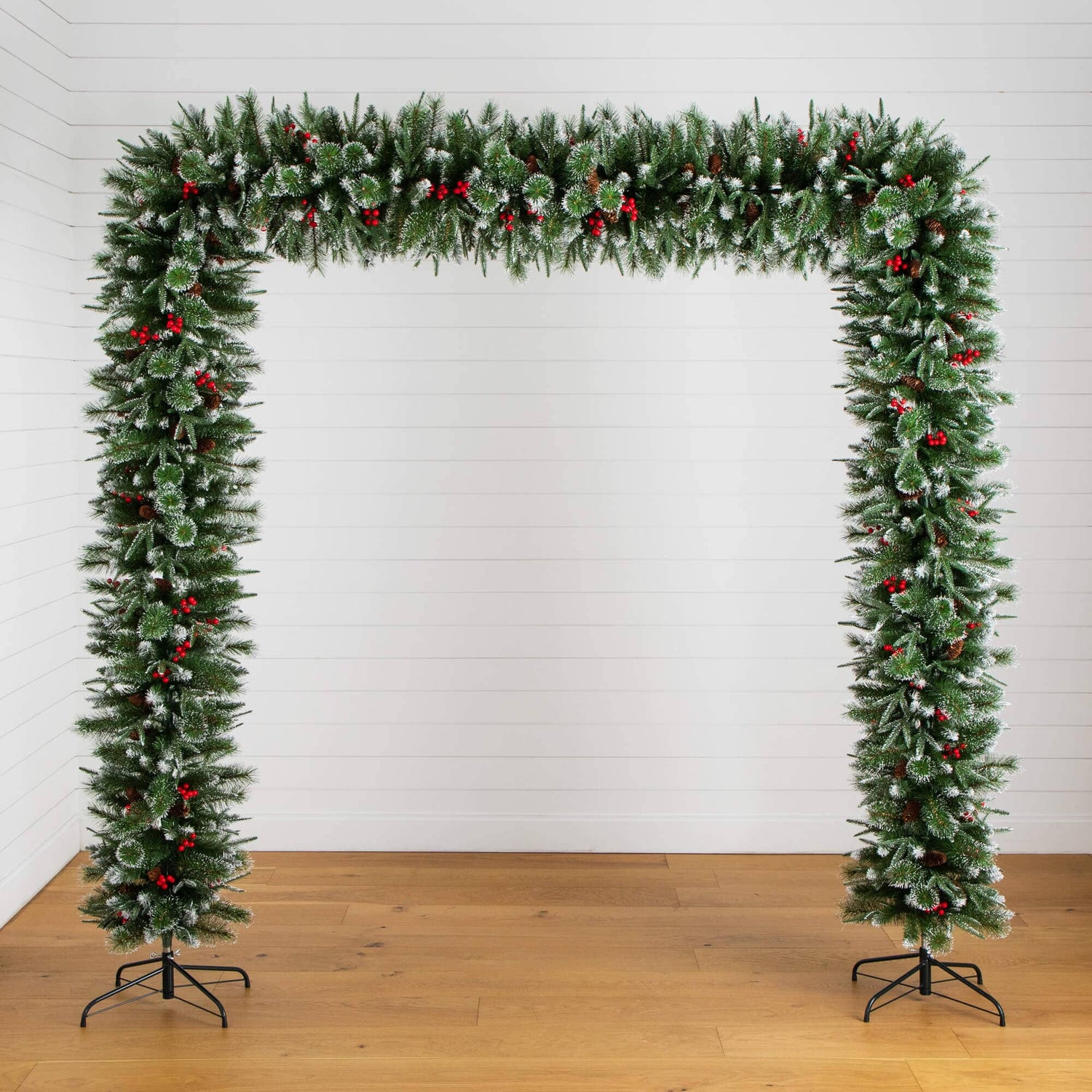 8' Artificial Holiday Green Christmas Pine Archway with Pinecones and Berries