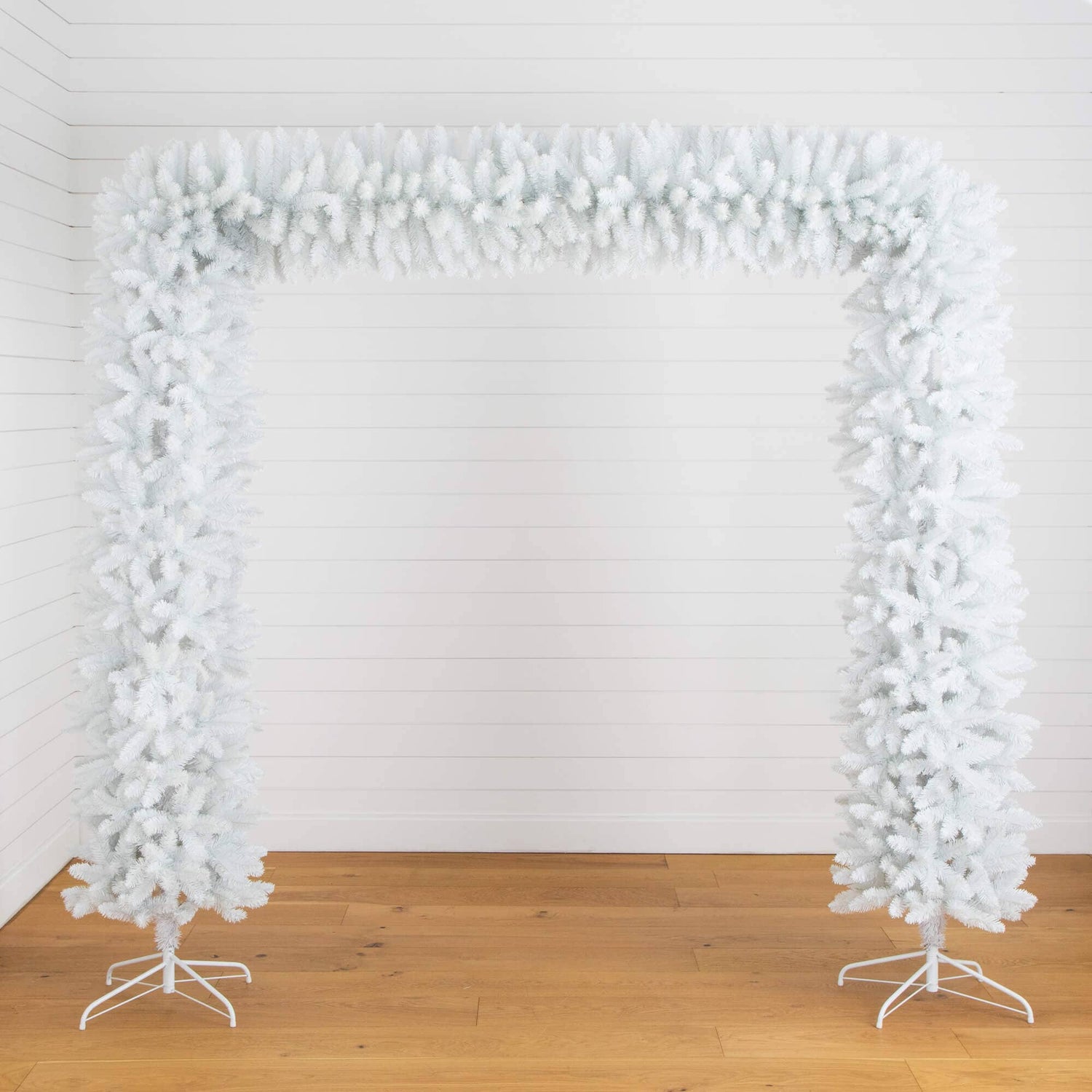 8' Artificial Holiday White Christmas Pine Archway