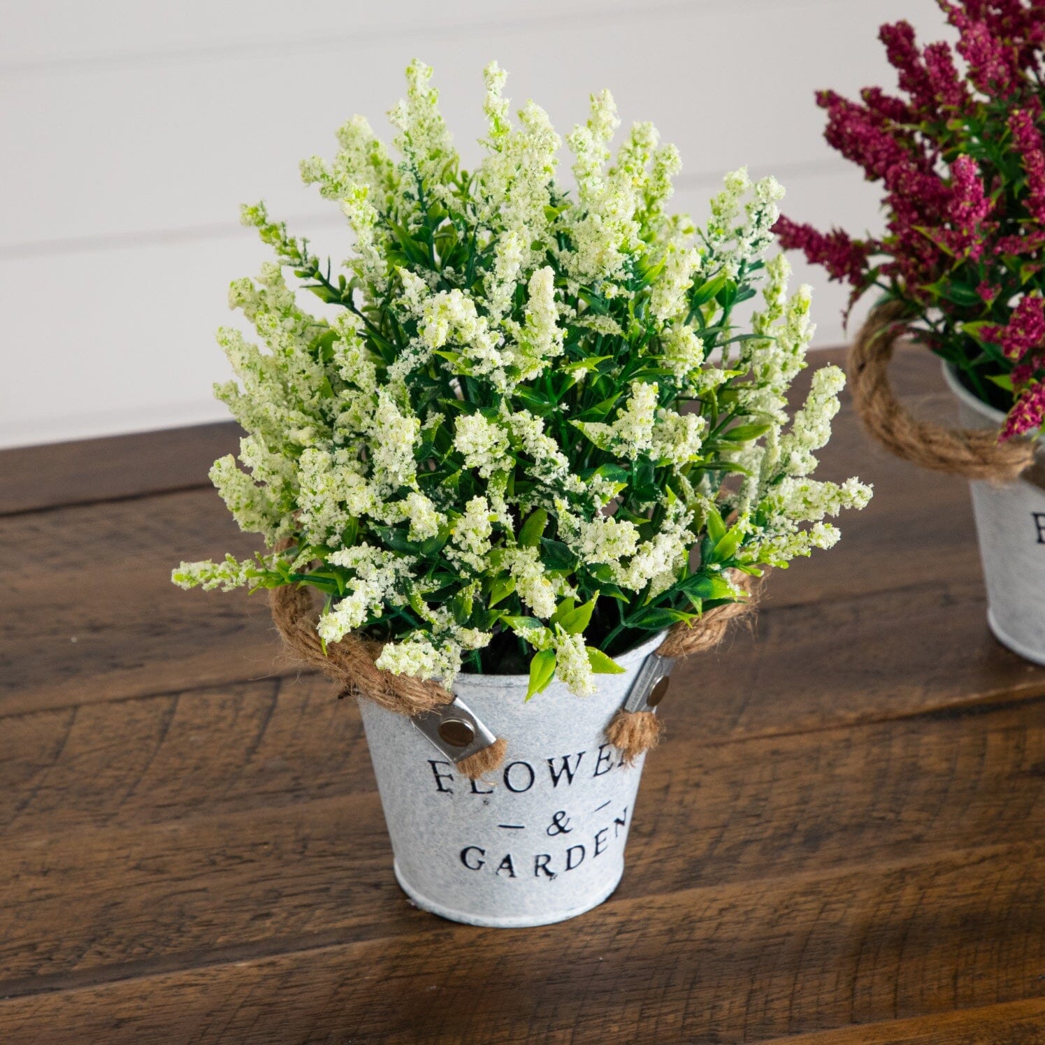 8” Artificial Lavender Plant in Rustic Flowers & Garden Planter -Set of 3