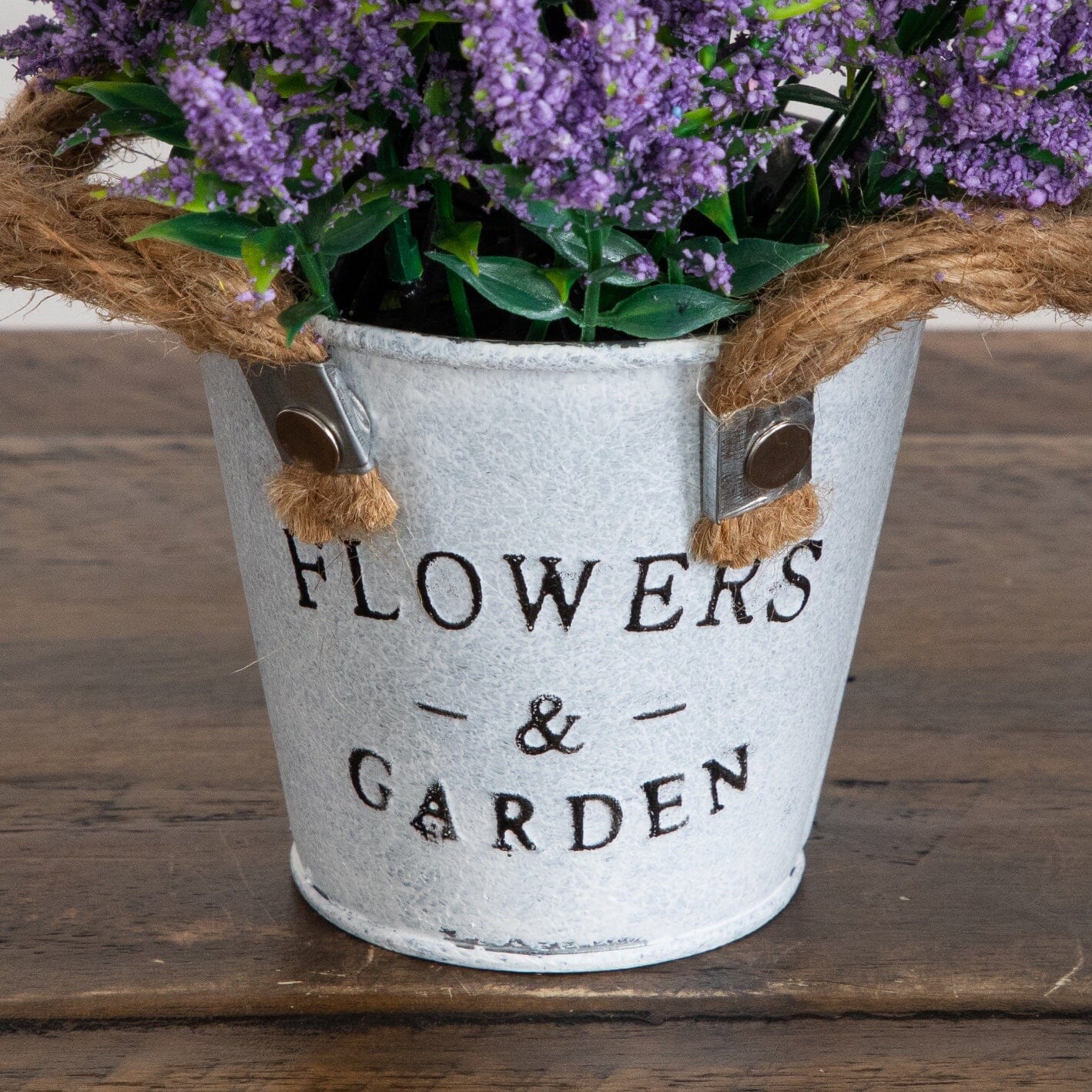 8” Artificial Lavender Plant in Rustic Flowers & Garden Planter -Set of 3