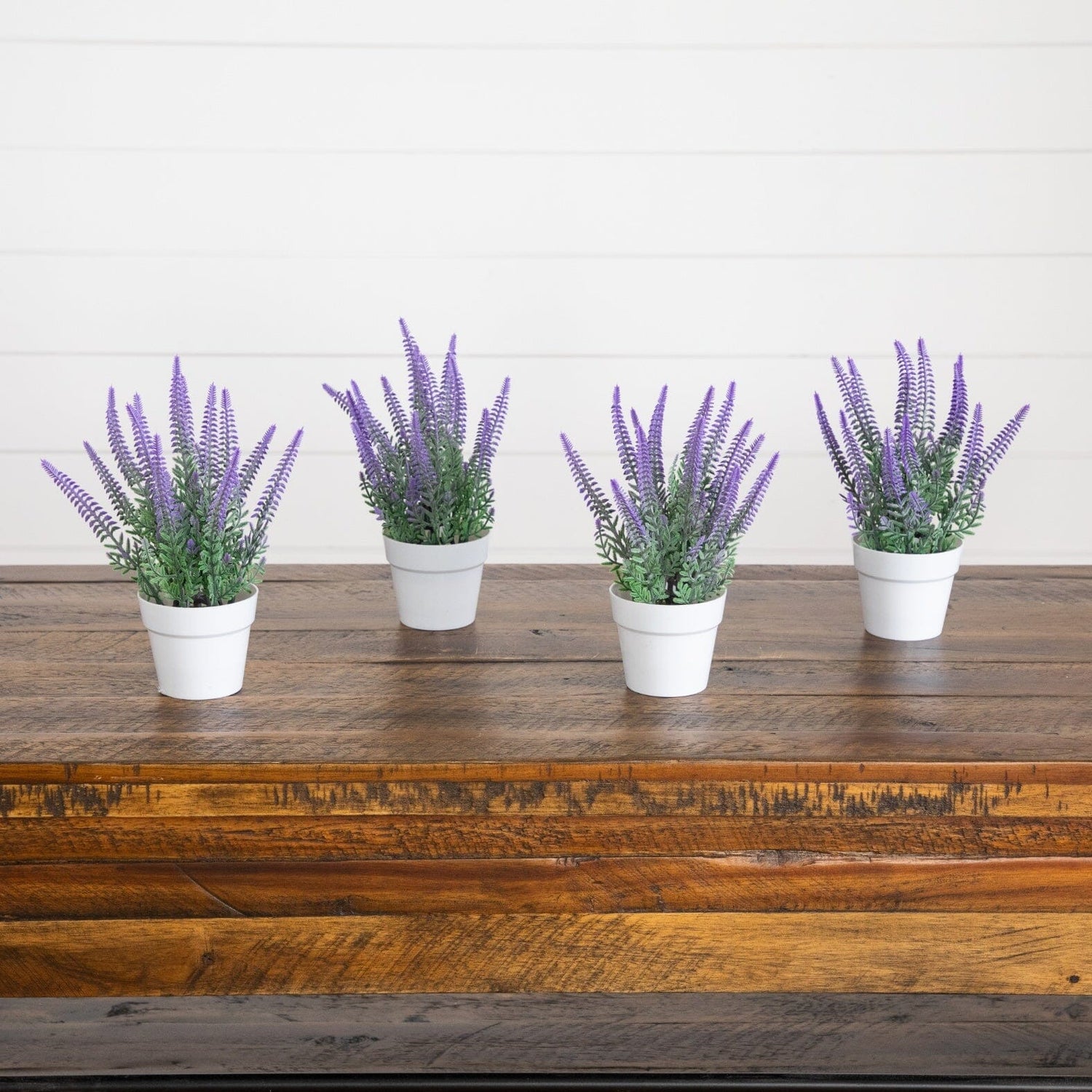 8” Artificial Lavender Plant in White Pot - Set of 4