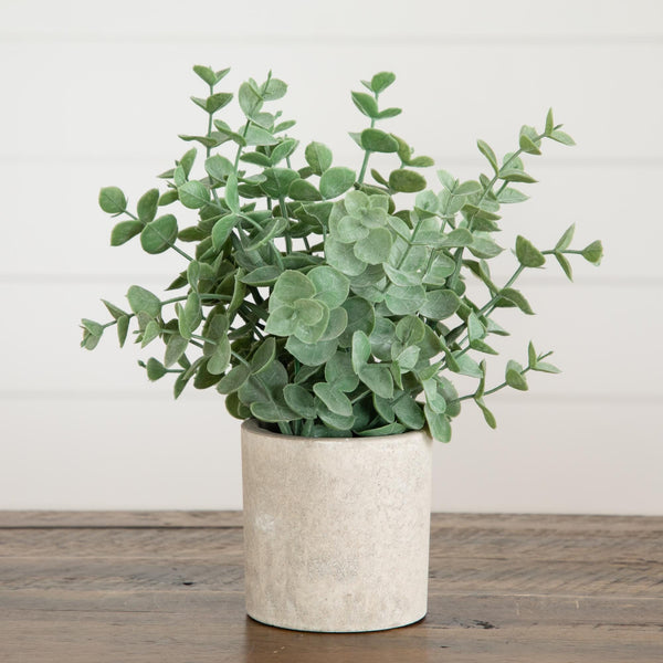 8" Artificial Mixed Eucalyptus Plant in Decorative Planter - Set of 3