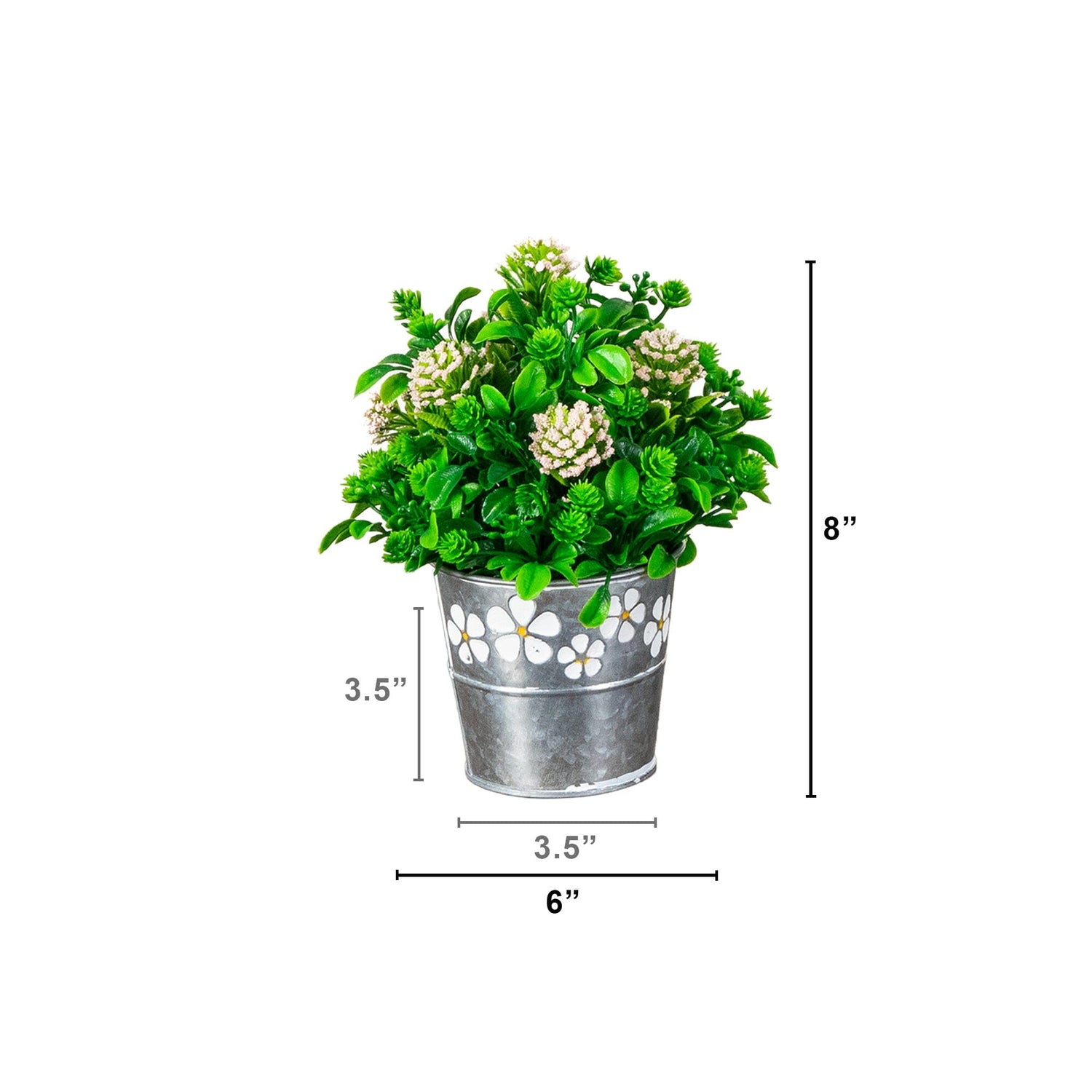 8" Artificial Mixed Flowering Plant in Decorative Daisy Tin Planter -Set of 3