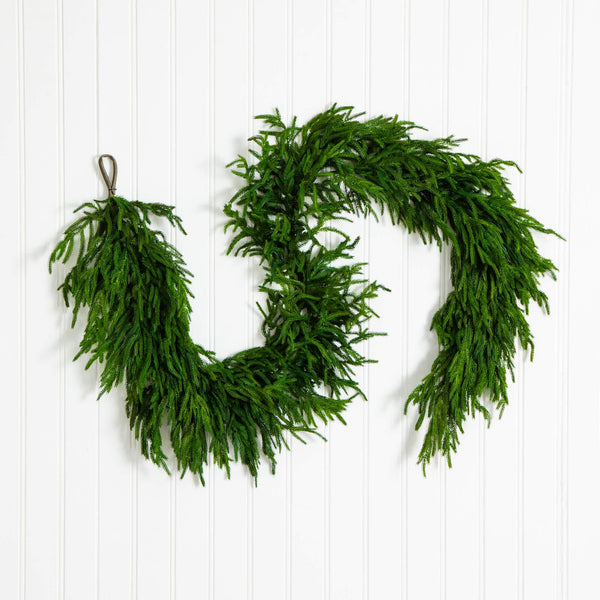 8' Artificial Real Touch Norfolk Island Pine Garland with Natural Look