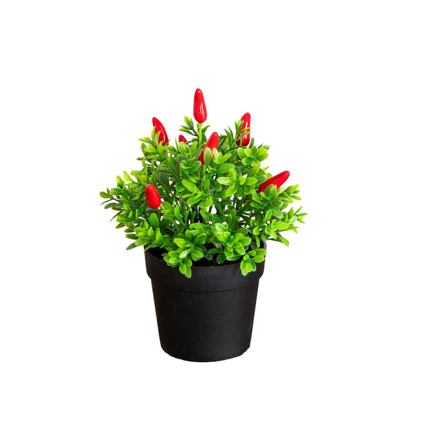 8” Artificial Red Pepper Plant - Set of 2