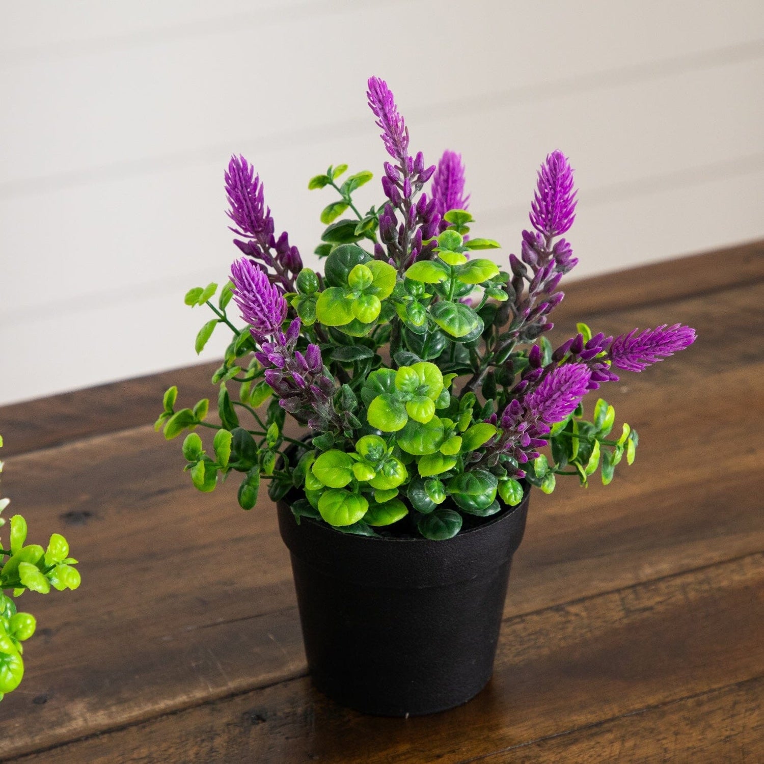 8” Artificial Spiked Lavender Plant in Black Pot - Set of 3