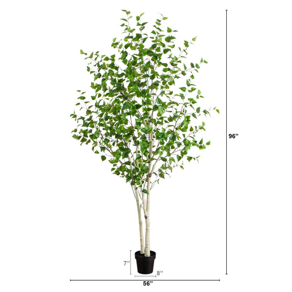 8' Artificial Birch Tree with Real Touch Leaves