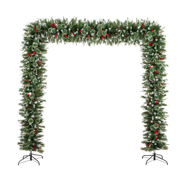 8' Artificial Holiday Green Christmas Pine Archway with Pinecones and Berries