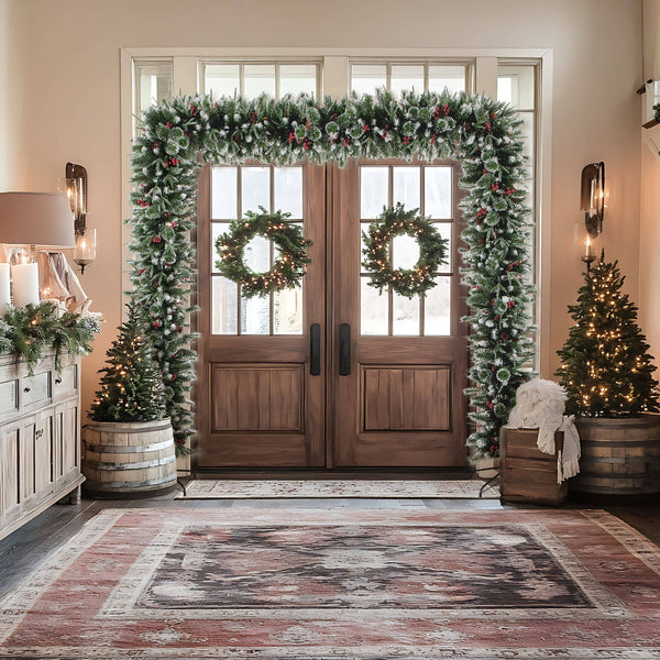 8' Artificial Holiday Green Christmas Pine Archway with Pinecones and Berries