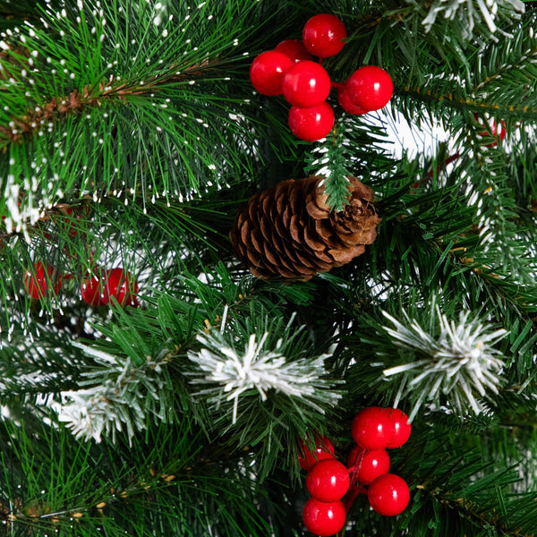 8' Artificial Holiday Green Christmas Pine Archway with Pinecones and Berries