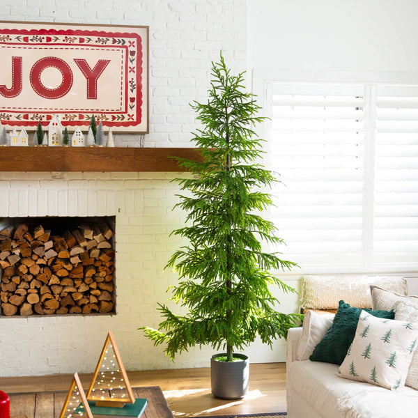 8' Artificial Real Touch Norfolk Island Pine Christmas Tree with Natural Look