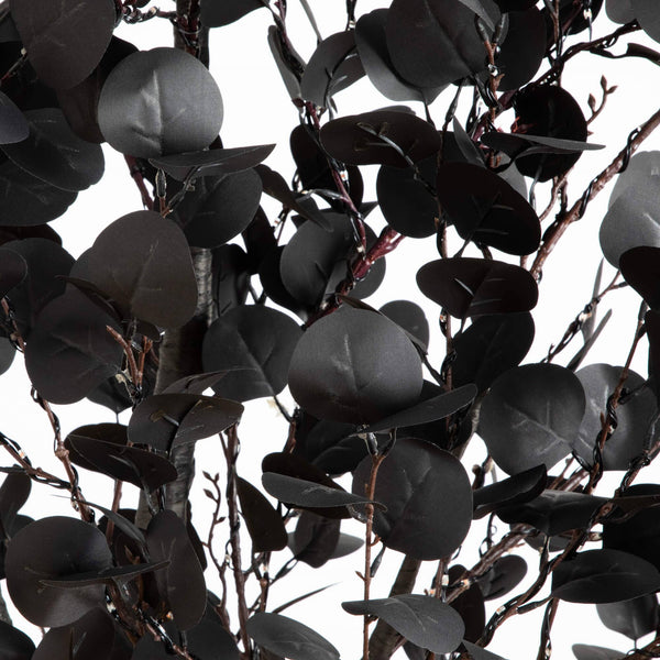 8' Pre-Lit Artificial Halloween Black Eucalyptus Tree with 540 Orange & Purple LED Lights