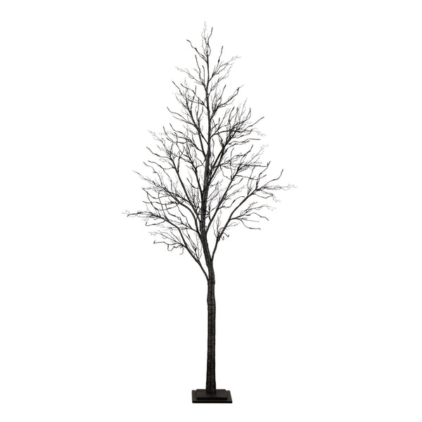 8' Pre-Lit Halloween Deluxe Black Twig Artificial Tree with 216 Orange & Purple LED Lights