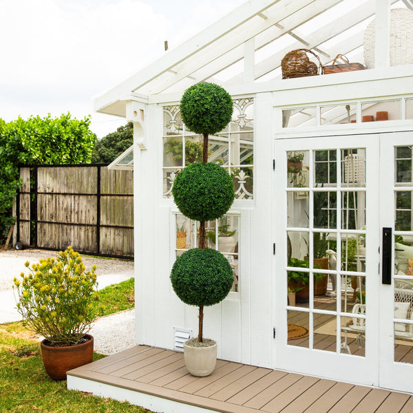 8' UV Resistant Artificial Triple Ball Boxwood Topiary Tree (Indoor/Outdoor)