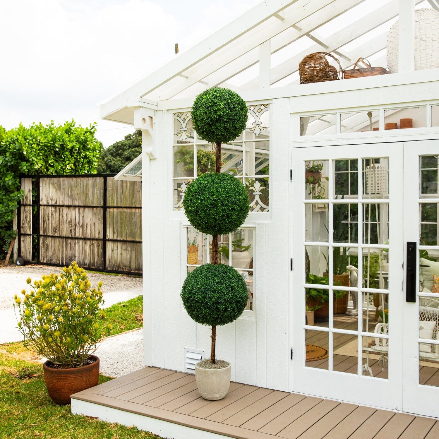 8' UV Resistant Artificial Triple Ball Boxwood Topiary Tree (Indoor/Outdoor)