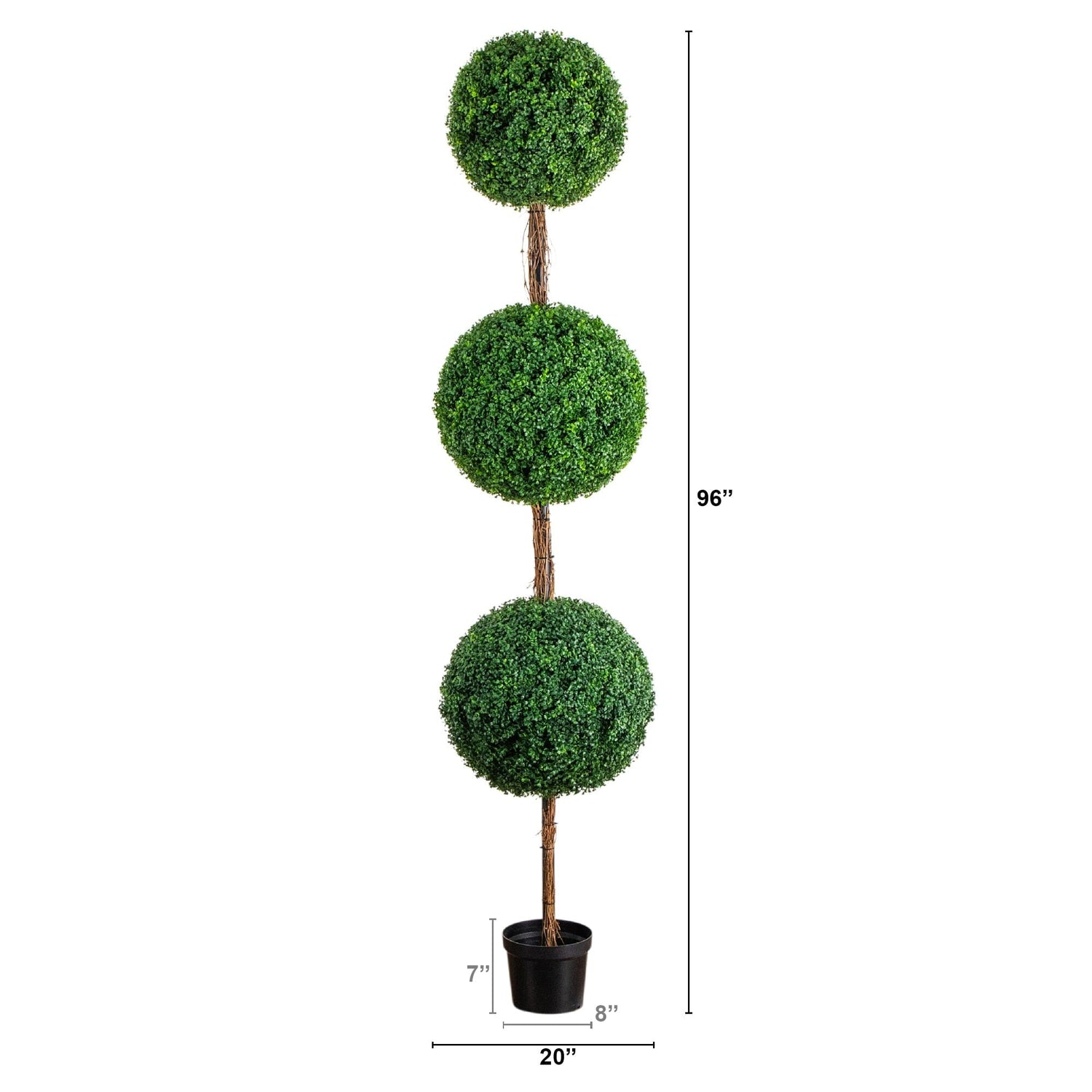 8' UV Resistant Artificial Triple Ball Boxwood Topiary Tree (Indoor/Outdoor)